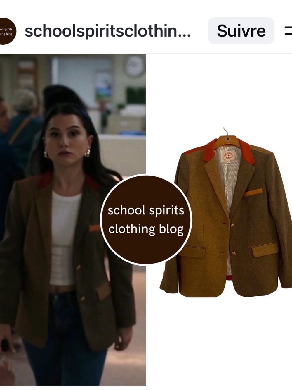 Tan and Brown Two-Tone tweed Blazer with orange collar